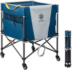 EVER ADVANCED Rolling Ball Storage Cart Lockable Wheels, 33x22.8in/45x25in Collapsible Garage Sports Equipment Organizer for Volleyball Basketball Tennis Toy Storage Multi-Sport Family Gym by EVERADVANCED