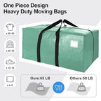 VELVETSURE 6 Pack Heavy Duty Large Moving Bags W/Backpack Straps - Strong Handles & Zippers, Storage Totes For Space Saving, Fold Flat, Alternative to Moving Box and Storage Bin, Teal - Image 5