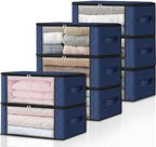 HomeHacks 8-Pack Clothes Organizer Storage Bags, 35L Storage Bins, Blue | Foldable Storage Box Container with Zippers, Clear Window, Reinforced Handles for Closet, Dorm, Pillows, Bedding, Sweater by HomeHacks