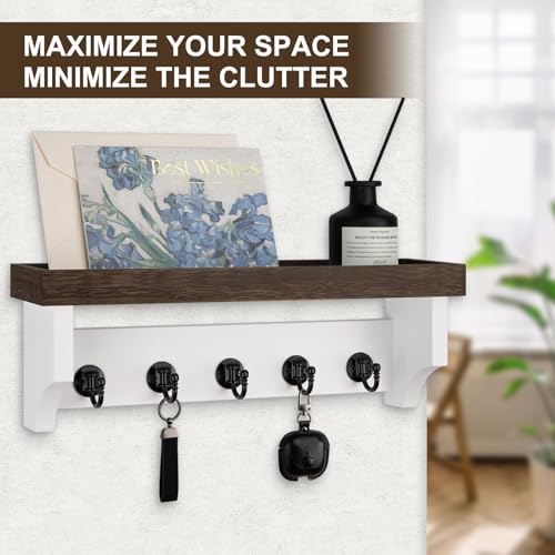 Key and Mail Holder Wall Mount, Mail Organizer with 5 Key Hooks - Image 3