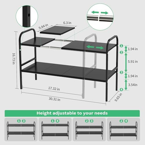 Expandable 2-Tier Under Sink Organizer, 8 Removable Plastic Boards, Tool-Free Installation (Black, 2-Tier 8 Boards) - Image 3
