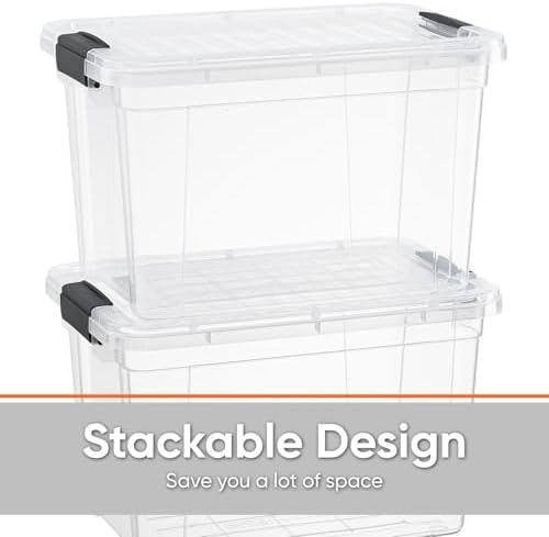 Superio 8.7 Quart Clear Plastic Storage Boxes with Lids, Stackable Organizer Containers, BPA-Free Storage Bins for Home, Office, School & Dorm, 4 Pack - Image 3