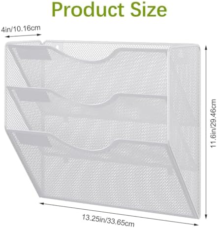 EasyPAG 3 Pocket Mesh Wall File Organizer, Hanging Paper Folder Holder with Classify Label, Vertical Wall Mount Mail Organizer for Office Home Classroom, White - Image 7