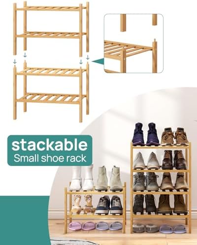 viewcare Small Shoe Rack, 6-Tier Shoe Shelf for Entryway, Bamboo Wood Shoe Rack for Closet & Hallway, Long 17.2IN | Beautiful | Functional | Sturdy | Durable - Image 5