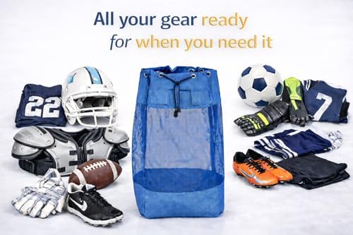 Garage Sports Equipment Organizer - Vertical Ball Storage Rack with 3 Heavy Duty Bags (blue) - Metal Frame Organizer for Balls and Outdoor Gear. Home Gym Storage Organizer. Yoga Workout Organizer. - Image 5