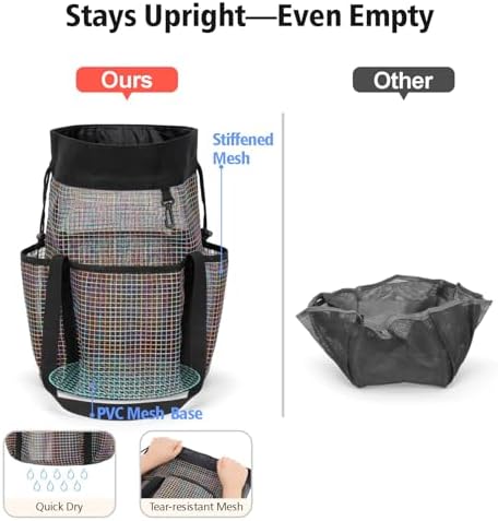 Mesh Shower Caddy Portable with Drawstring - 2-Handle Shower Bag for Dorm - Image 5