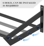 Wall Mount Ball Rack, Garage Sports Equipment Rack with 3 Separate Shelves, Wall Mount Ball Storage Racks for Garage, Sport Equipment Organizer with 6 Hooks, Metal Ball Rack, Black - Image 4