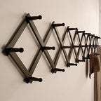 SKOLOO Accordion Wall Hanger with 28 Hooks, Modern Expandable Coat Rack Hat Rack for Wall, Solid Wooden, Dark Walnut Color - Image 4