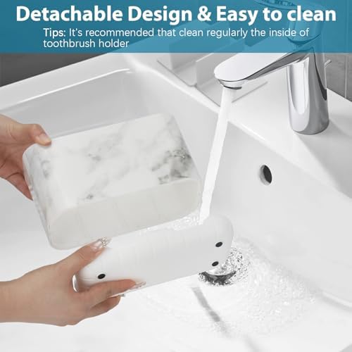 Boperzi Toothbrush Holders for Bathrooms Organizers and Storage, Large Tooth Brush Holders, Electric Toothbrush and Toothpaste Organizer Caddy with Drainage Holes for Kids Family RV Camper - Image 3