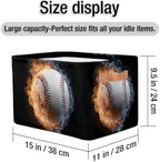 Baseball Fire Storage Basket Toy Storage Bins Collapsible Cube Organizer - Image 4
