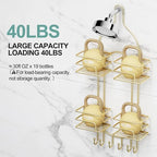 SRIWATANA Shower Caddy Hanging, Shower Organizer with Razor Hooks, Gold - Image 4