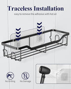 Kitsure Shower Caddy, Adhesive Shower Organizer, Large, Black - Image 5