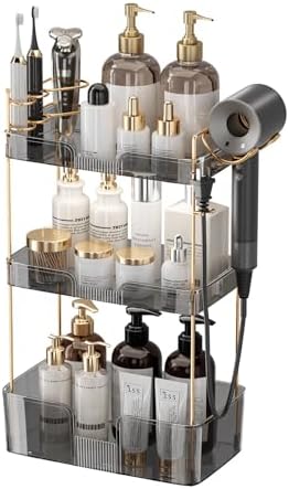 YCIA&DONE Bathroom Counter Organizer, Large Makeup Organizer Countertop, Shelf Storage, Vanity Tray, Easily Assemble for Bathroom Organizers and Storage, Undersink, Cabinet, 3 Tiers Grey by YCIADONE