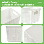 6 Pack Plastic Storage Baskets with Lid,White Stackable Bins - Image 2