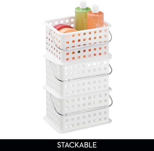 iDesign Portable Shower Caddy Basket with Handle, White - Image 5