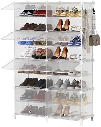 AWTATOS 8 Tiers Shoe Rack Organizer, 32 Pair Shoe Storage Cabinet, Clear by AWTATOS
