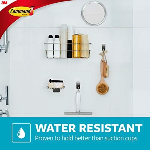 Command Accessory Organizer, Holds up to 2 lb, 3.36" x 3.78" x 4.4" Organizer with 2 Medium Water-Resistant Strips, Satin Nickel, Damage-Free Bathroom Organization - Image 6