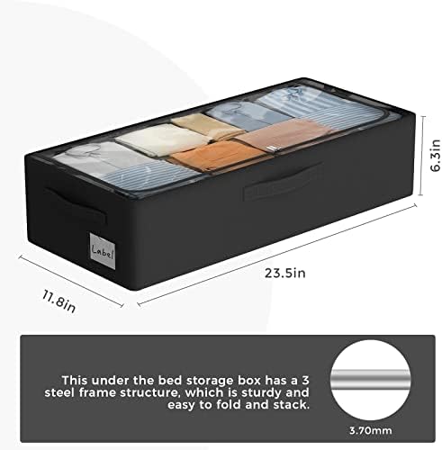 CYhom Under Bed Storage Bins Frame Storage Box Oxford Fabric Sturdy Underbed Container Foldable Stackable Large Capacity Clothes Organizer - Image 4