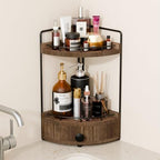2-Tier Corner Bathroom Countertop Organizer with Drawer by Unknown