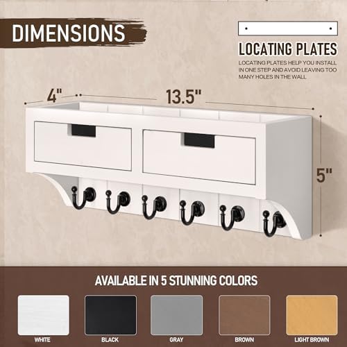 Rebee Vision Key Holder Wall Mount with Drawers for Apartment, Modern White - Image 6