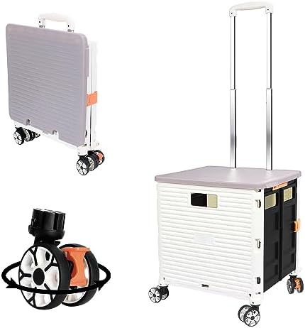 FELICON SELORSS Foldable Utility Cart Folding Portable Rolling Crate-White by FELICON