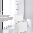 Simple Houseware Double Laundry Hamper with Lid & Removable Bags, White - Image 2
