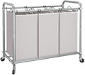 STORAGE MANIAC 3 Section Laundry Sorter, 35.6 Gal (135 L) Laundry Hamper Cart with Heavy Duty Rolling Lockable Wheels and Removable Bags, Clothes Organizer Basket Separator Hamper, Gray by STORAGEMANIAC