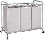 STORAGE MANIAC 3 Section Laundry Sorter, 35.6 Gal (135 L) Laundry Hamper Cart with Heavy Duty Rolling Lockable Wheels and Removable Bags, Clothes Organizer Basket Separator Hamper, Gray by STORAGEMANIAC