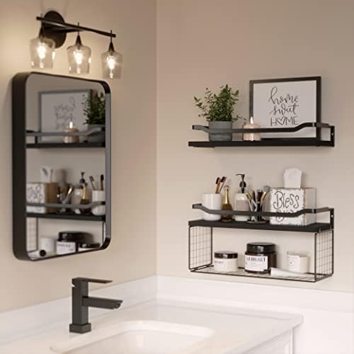 WOPITUES Bathroom Shelves Over Toilet with Protective Metal Guardrail - Image 5