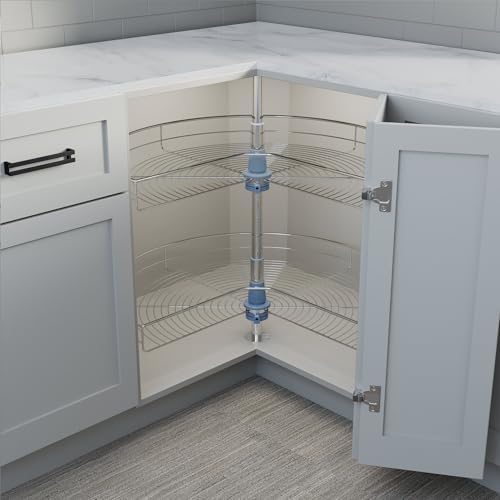 Dowell Base Cabinet Kidney Shape Dia.32 270° Lazy Susan, 2 Shelves, Kitchen Base Corner Cabinet Organizer (Chrome 4001 270 32) - Image 4