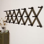 SKOLOO Hat Rack for Wall with 20 Hooks, Solid Wooden, Modern, Expandable Coat Rack Wall Mount for Coats, Hats, Bags, Baseball Caps, Dark Walnut Color - Image 4