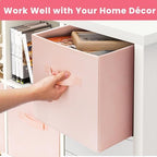 Criusia Storage Cubes- 11 Inch Cube Storage Bins for Organizing Shelves - Nursery Closet Organization Bins for Clothes Blanket - 10 Pack Collapsible Decorative Storage Box for Magazines (Pink) - Image 6