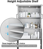 Over The Toilet Storage Cabinet, Over Toilet Bathroom Organizer with Barn Doors Above Toilet Storage Cabinet Spacesaver Rack Behind Toilet Bathroom Organizer (Gray) - Image 5