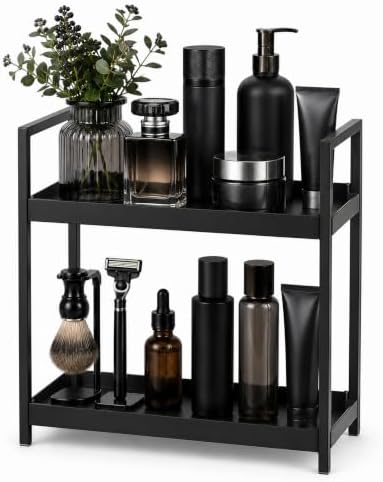 2 Tier Mens Bathroom Counter Shelf Organizer for Skincare Makeup by Oasiteege