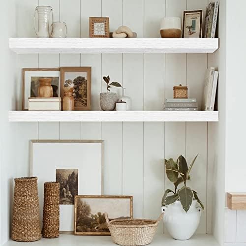 QEEIG Floating Shelves for Wall 35.4" Long - Wall Mounted Shelf Bathroom Kitchen Living Room Bedroom Farmhouse Home Decor Display Bookshelf Large 35.4 x 9.3 inch Set of 2, White (008-90W) - Image 6