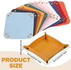 12 Pcs PU Leather Valet Tray, Foldable Catchall Organizer with Snap Buttons, Double Sided Key Tray for Entryway, Desk, Travel, Phone, Keys, Jewelry - 12 Colors - Image 2