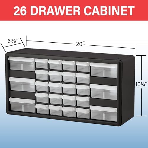 Akro-Mils 26-Drawer Plastic Storage Cabinet, 20" W x 6" D x 10" H, White - Image 2