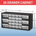 Akro-Mils 26-Drawer Plastic Storage Cabinet, 20"W x 6"D x 10"H, Red - Image 3
