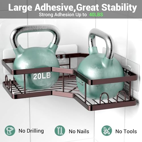 AKTECKE Corner Shower Caddy Organizer Shelf: Adhesive No Drilling Shower Rack Bathtub Shelves - 3Pack Rustproof Bathroom Shower Shelf - Image 4