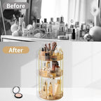 Asayuee 360 Rotating Makeup Organizer,3 Tier Large Capacity Make Up Organizers and Storage,Skincare Perfume Vanity Organizers,Bathroom Cosmetics Storage Organizer Countertop(Gold) - Image 5