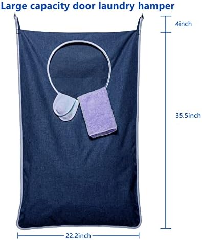 KEEPJOY XL Hanging Laundry Hamper Bag, Large 36"x22" Clothes Hanging Hamper with Strong Hooks for Dirty Clothes Laundry Storage Bag (Blue,1-Pack) - Image 2