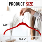 Sishynio Velvet Hangers 30 Pack, Non-Slip Slim Felt Clothes Hangers Red | Space-Saving Closet Organization; Flocked Surface; 360° Swivel Hooks; For Shirts, Coats, Dresses, Blouses - Image 6