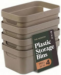 BINO | Plastic Storage Bins, 4 Liter - 4 Pack, Taupe | THE MODERN COLLECTION | Plastic Bins for Organization | Woven Storage Baskets for Organizing | Pantry Shelf Organizer Basket Container Bin by BINO
