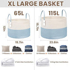 JMvicyroam 115L Extra Large Machine Washable Cotton Rope Blanket Basket - Image 3