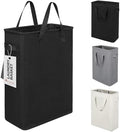 Slim Laundry Hamper With Handles Collapsible Laundry Basket Thin Dirty Clothes Basket Narrow Laundry Bag Foldable Dirty Clothes Hamper 45L (21 inches,Black) by ZeroJetLag