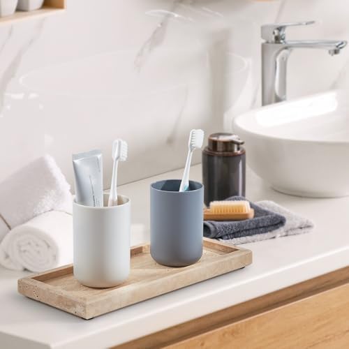 Natural Travertine Vanity Tray, Stone Organizer for Bathroom & Kitchen - Image 5