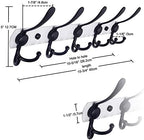 Dseap Wall Mounted Coat Rack - 5 Tri Hooks, Heavy Duty, Stainless Steel, Metal Coat Hook Rail for Coat Hat Towel Purse Robes Mudroom Bathroom Entryway (White & Black, 2 Packs) - Image 2