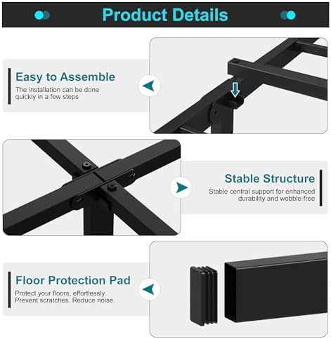 Maenizi Heavy Duty Narrow Twin Bed Frame, 14 Inch Metal Platform 30x75 Inch - Image 6