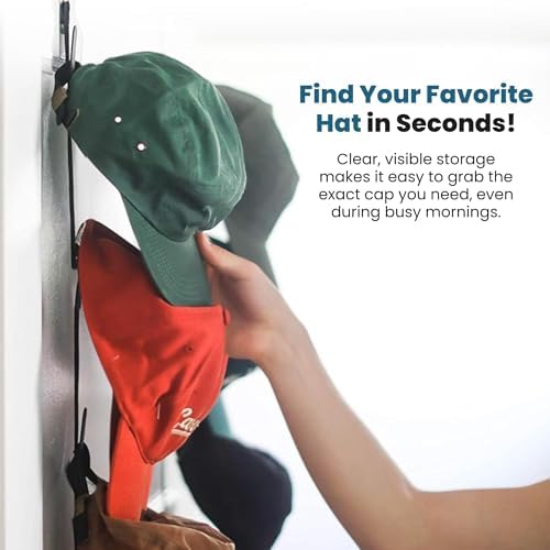 Jokari Over the Door Cap Rack Organizer 2 Pack Holds Up to 16 Baseball Hats - Image 4