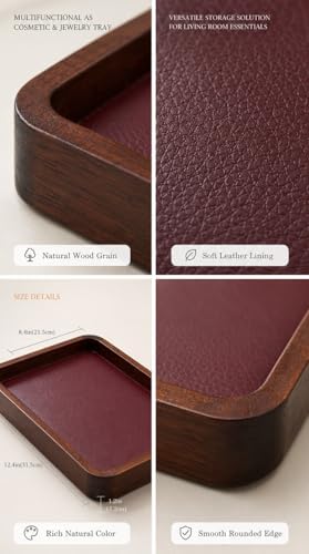 Valet Tray-Light Brown Wood Decorative Key Tray, Bedside Dump Holder.Catch All Tray Tray Decorative for Trinkets,Watches,Keys,Sunglasses. - Image 4